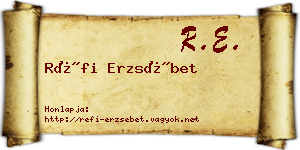 Réfi Erzsébet névjegykártya