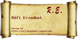 Réfi Erzsébet névjegykártya